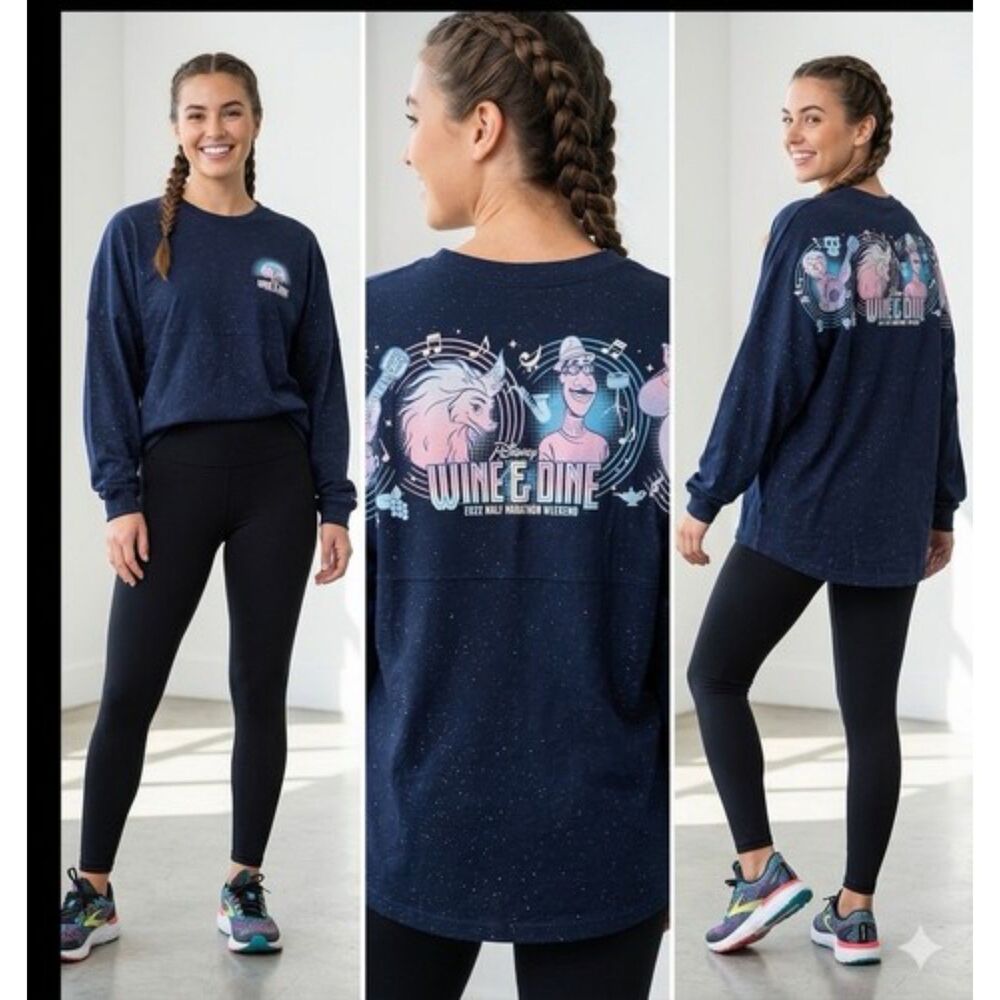 runDisney Wine Dine 2022 Half Marathon Spirit Jersey XXL Blue Sparkle
